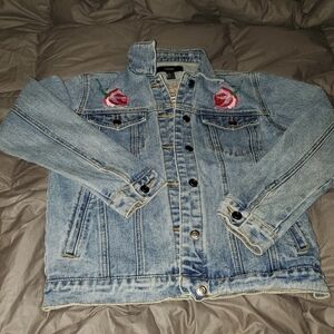 Forever 21 Jean jacket with flowers, tiger and butterfly